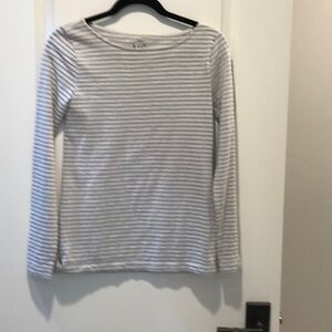 J Crew Artist T Glitter Striped Boat Neck Long Sleeve Top. Size Small